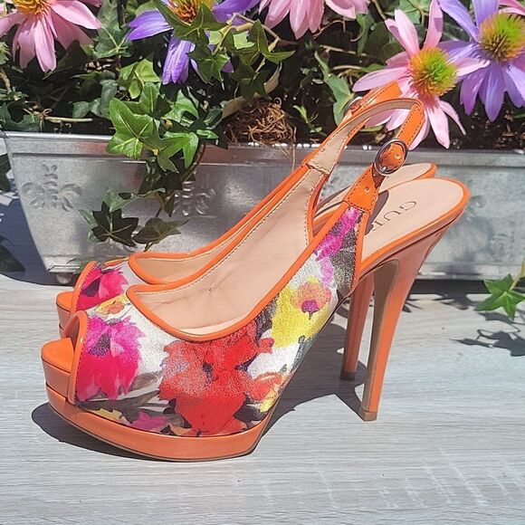 Guess Shoes - GUESS platform heels open toe floral size 7